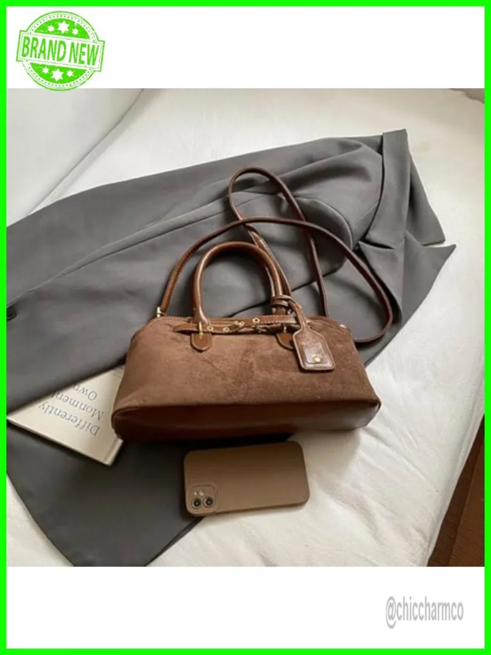 Faux Suede Hobo Bag with Crossbody Strap Vintage Fall Tote